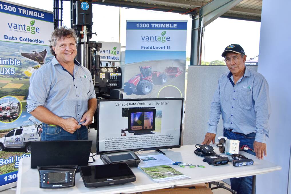 ON SITE: Bryan Granshaw and Terry Low from BMS LaserSat/Vantage NEA are ready to assist with enquiries about all things involved in precision agriculture. 