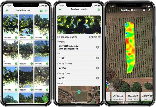 HANDY: The app can now analyse multiple images at once, has GPS capability to create maps of the spatial variability of canopy size, plus cloud storage.
