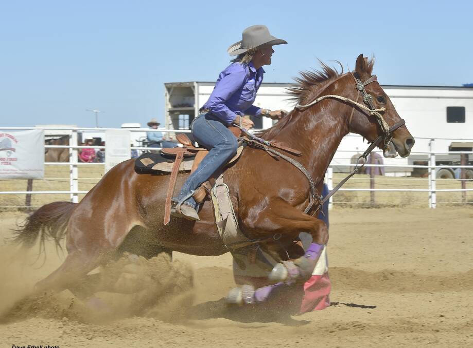 Leanne Caban from Emerald was first in the Barrel Race.