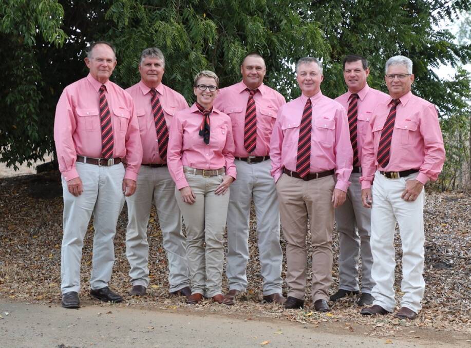 Elders Queensland stud selling team where Blake Munro (far left) hands over the management to Michael Smith (back right).