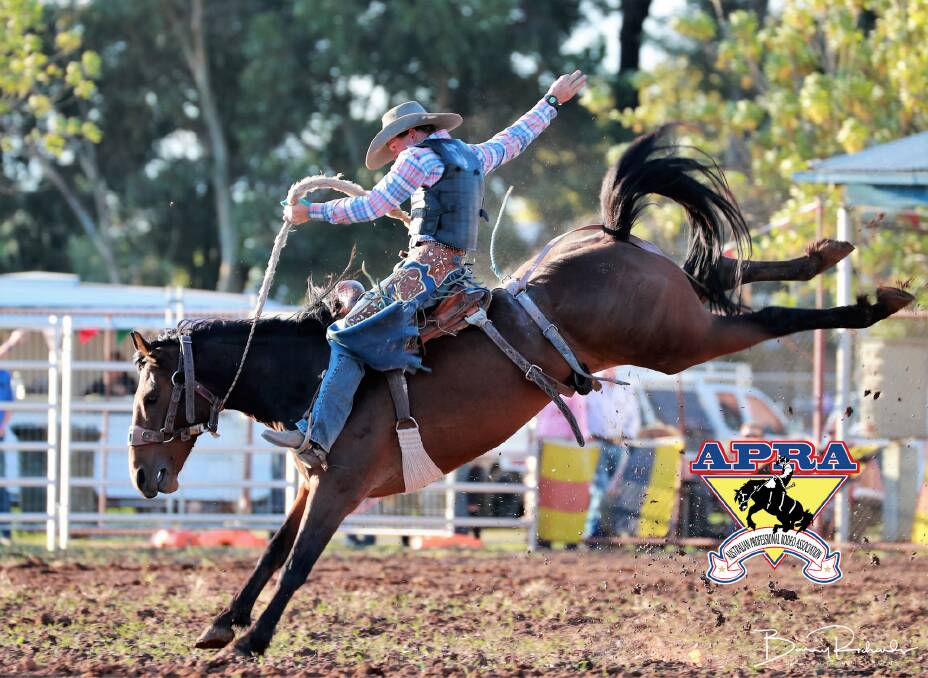 Tom Webster is aiming to win the saddle bronc and bareback bronc rides in this years national finals. Picture: Barry Richards Photography