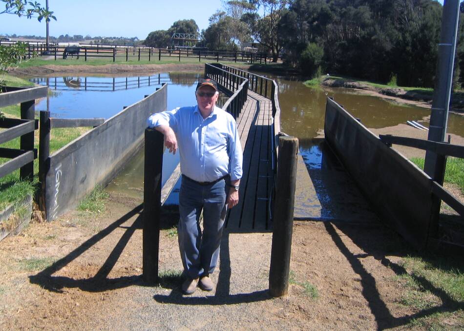 Kevin O'Brien and the swimming facility for horses at Lauriston. Picture: Down The Straight
