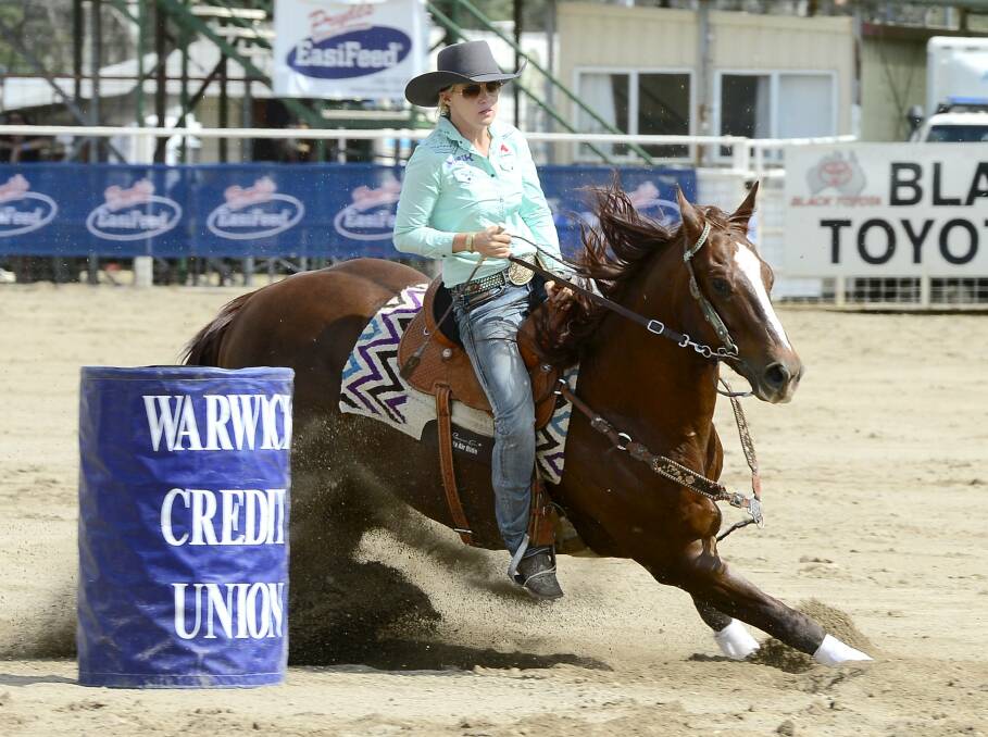 LEADER: Tenielle Middleton, Hughenden, leads the Australian Professional Rodeo Association barrel racing standings. Picture: Dave Ethell