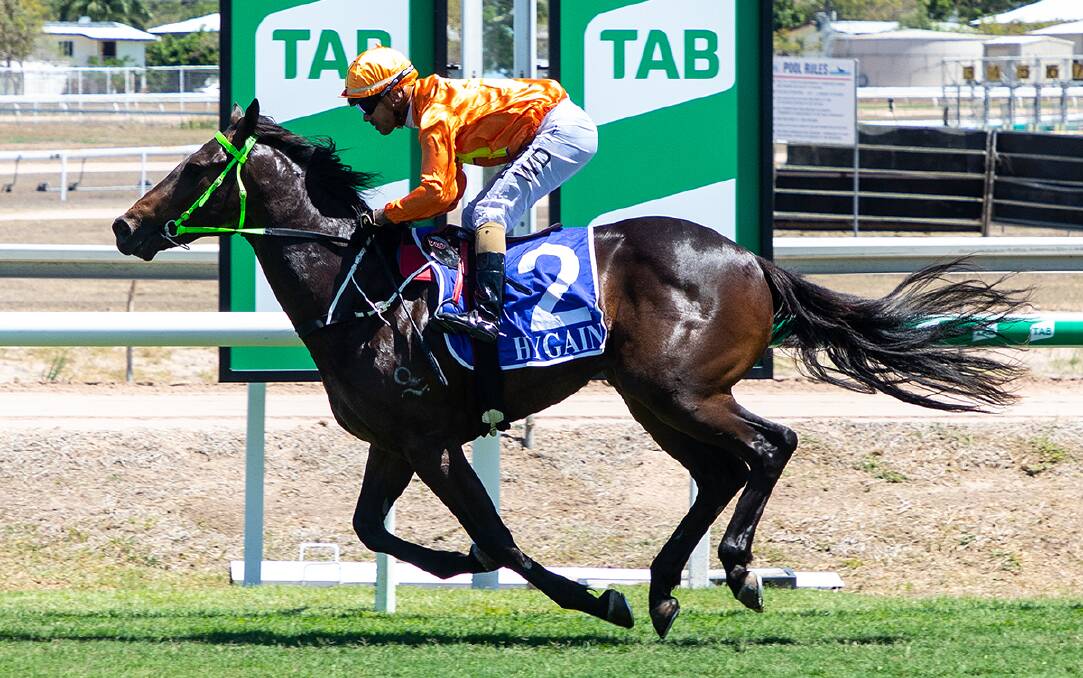 Tennessee Boy, ridden by Wanderson D'Avila, wins a 2YO race at Townsville last October. The gelding is one of four winners by deceased first season sire Spill The Beans who died last November at Aquis Stud, Canungra. Picture: Mike Mills