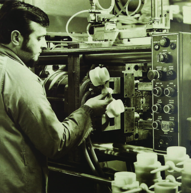 Manufacturing of some of the first plastic fittings by Philmac in the early 1970s.
