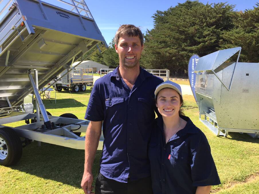 ROADSHOW: The Clarke family uses field days in eastern Australia as a major showcase for their products. Ben Clarke is pictured with fiancé, Bernie McCarthy. 