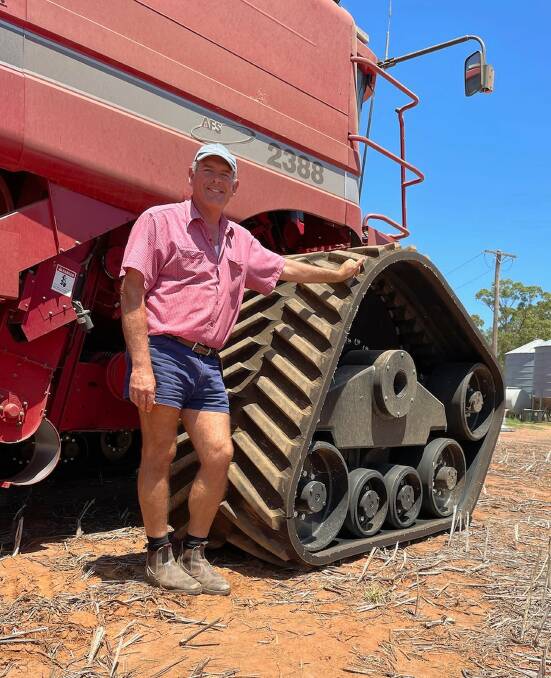 GETTING A GRIP: NSW farmer Mick Borg equipped his header with tracks as a precaution against predictions of a wet grain harvest last year. 