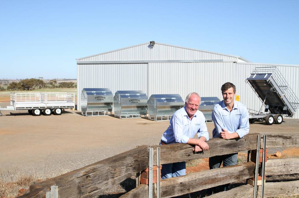 UNIVERSAL SUCCESS: Bruce Clarke and his son, Ben, have established a thriving manufacturing business building Universal feeders and trailers at Goomalling, Western Australia. 