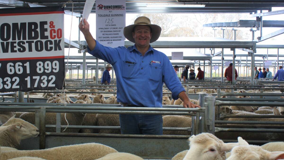 ALL SMILES: Jock Duncombe, Duncombe & Co. Livestock topped sales at SELX for Tolldale Pastoral, Gunning, NSW. 