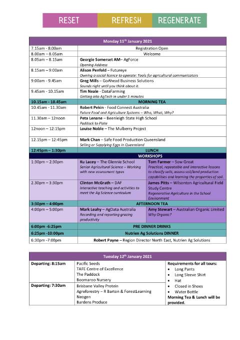 AgForce Food, Fibre and Agricultural Educators Conference 11-12 January Program