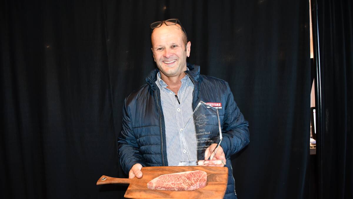 Stockyard's David Clark with best steak winner, Stockyard Black.
