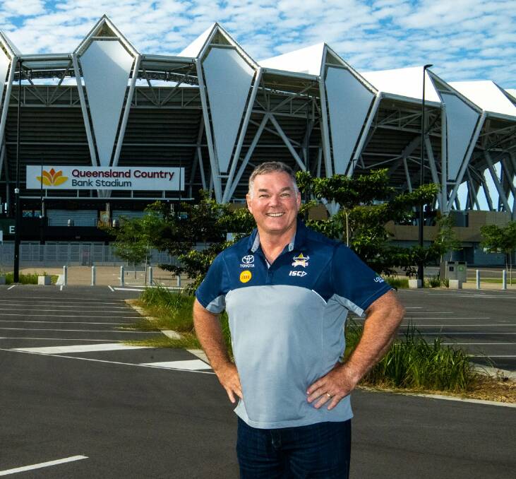Resources Minister and Member for Townsville Scott Stewart out the front of Queensland Country Bank Stadium.