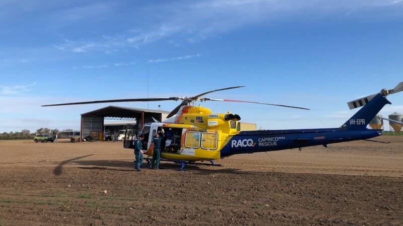 The RACQ Capricorn Rescue chopper was tasked to the cropping property on Tuesday morning. Picture supplied by RACQ CapRescue 