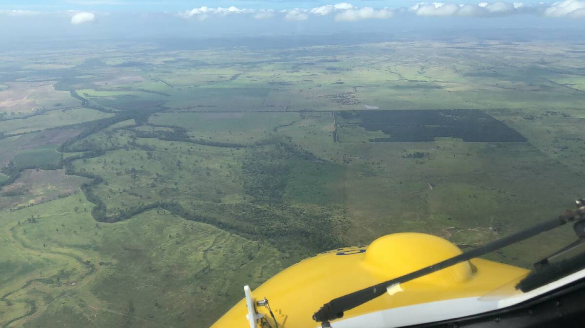RACQ CapRescue Rescue 300 helicopter en route to a rural property, 120 kilometres south of Rockhampton where a couple have been trampled by cattle. Picture supplied by RACQ CapRescue. 
