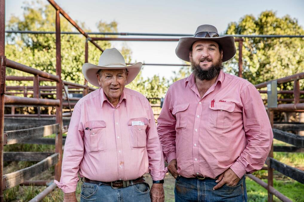 Elders' Biloela livestock agents Malcolm Black and Simon Clark at the special weaner sale on Tuesday. 