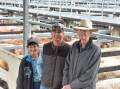 Toni, Will and Neville Davidson of Roper Downs, Middlemount, sold a quality run of 380 Charbray cross weaner cattle at Gracemere's special weaner and feeder sale on Mondat. Pictures: Ben Harden 
