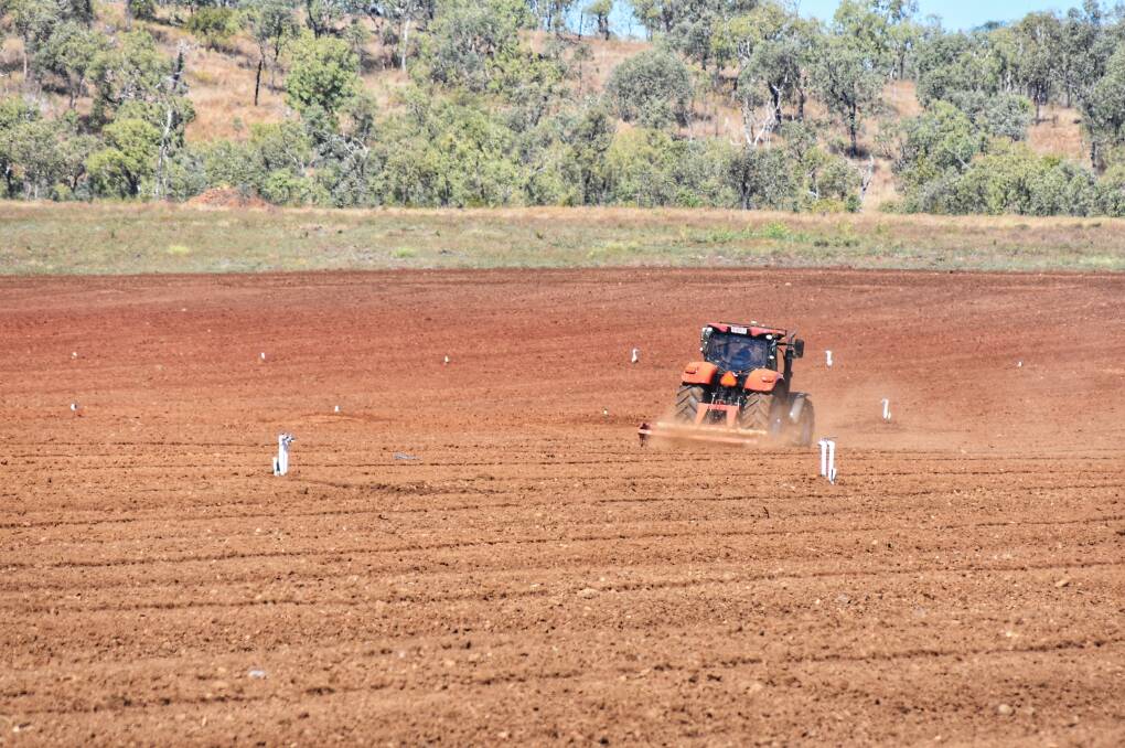A tractor ploughing the paddock at the Riverton Farm, making way for upcoming orchards. Picture: Ben Harden 