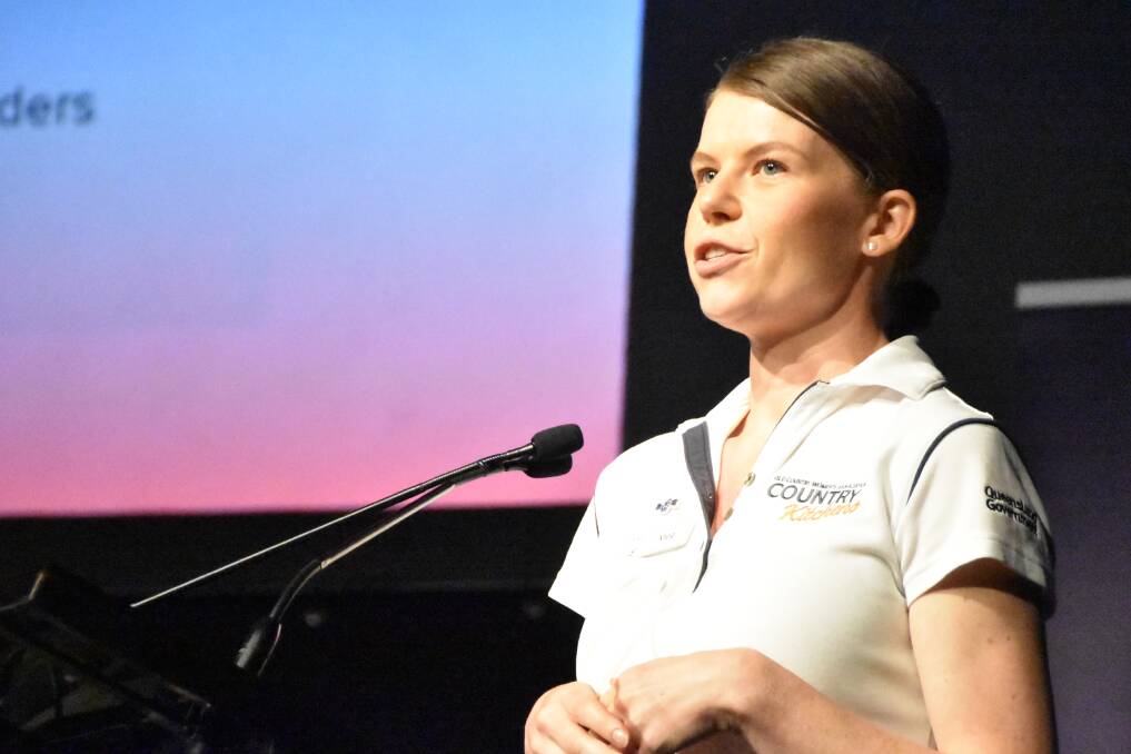 Country Kitchens state program manager, Meg O'Donnell addressing the 222 QCWA delegates on the final day of the State conference in Gladstone. Picture: Ben Harden