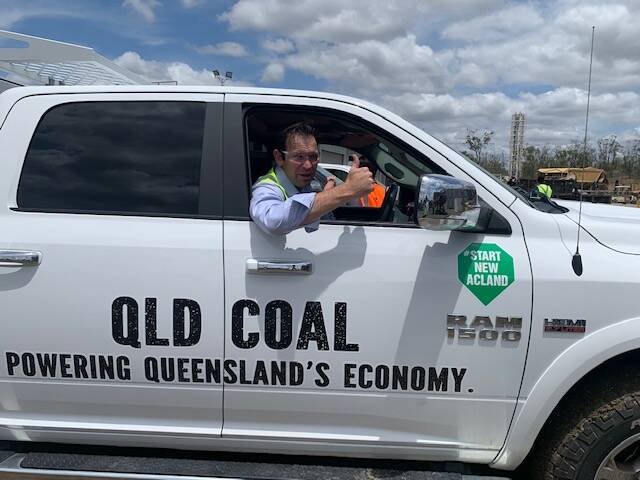 COAL CONVOY: Queensland Senator Matt Canavan inspecting some of the vehicles that will be in the Coal Jobs Convoy from Rockhampton to Oakey on Saturday. The convoy will join a rally on the Darling Downs calling on the state government to approve the New Acland mine. Photo: Ben Harden