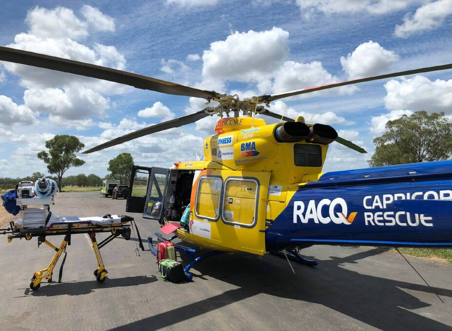 A Middlemount man is in a stable condition after his quad bike collided with a barbed wire fence on a rural property. Photo: RACQ Capricornia Rescue