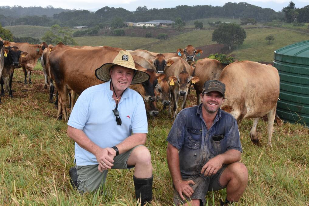 Our Way Farming Pty Ltd co-directors Chris O'Brien and Joshua Ryan, at their dairy farm at Butchers Creek, North Queensland. Pictures: Ben Harden 