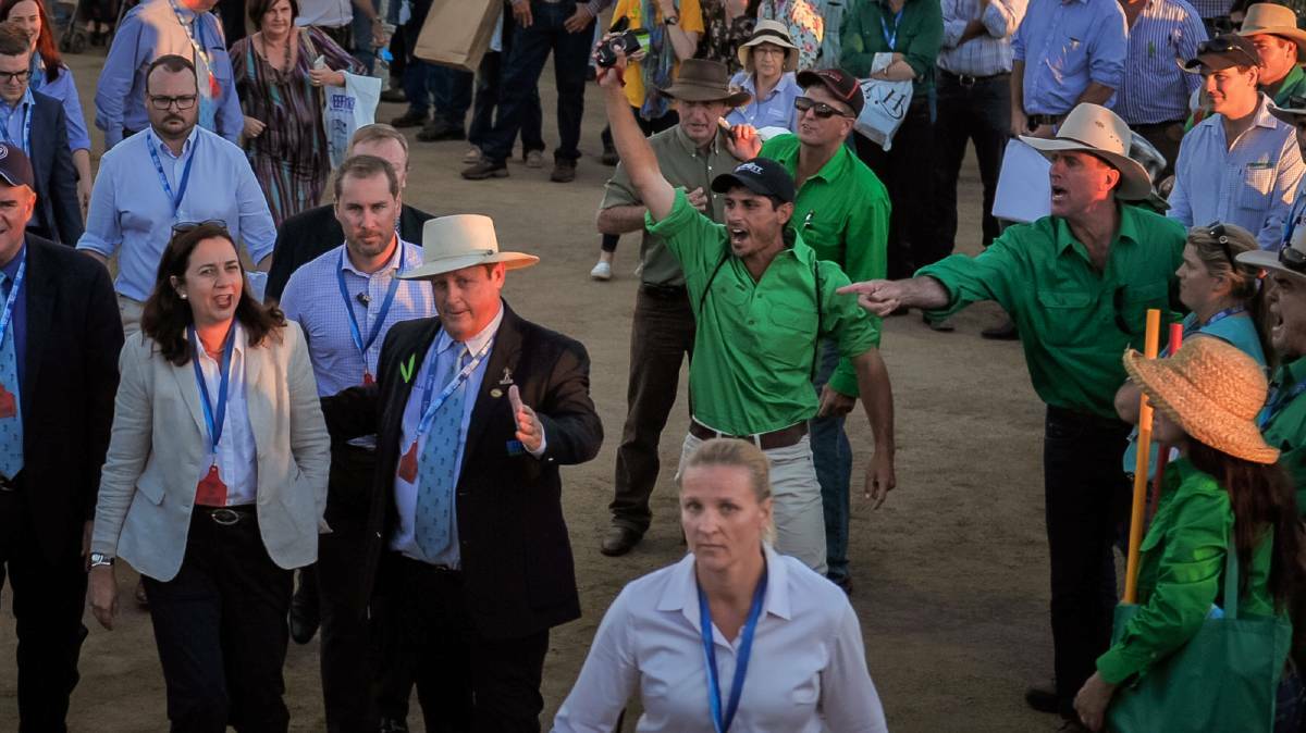 Premier Annastacia Palaszczuk was met with a less-than-warm welcome at Beef Australia back in 2018, with graziers banding together to protest against vegetation management laws. 