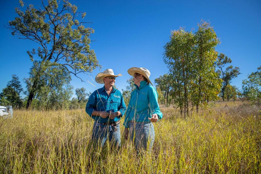 Fifth generation grazier Dan and his wife Emma-Jane Burnham at their property and project area on Stonehaven. Picture: Supplied 