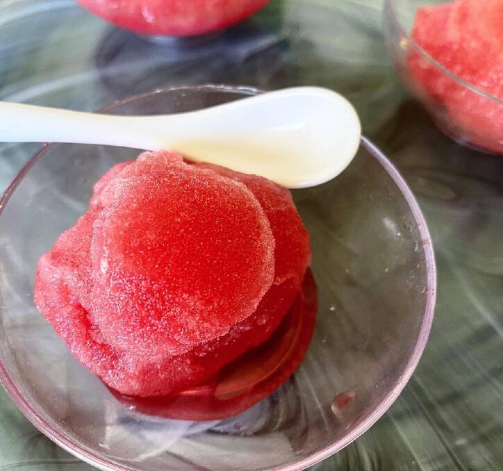 Prickly pear sorbet as made by Condamine's Lauren Butler. 