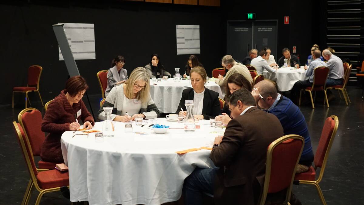 Participants at the RMAC workshop brainstorm ideas for the red meat industry's future. 