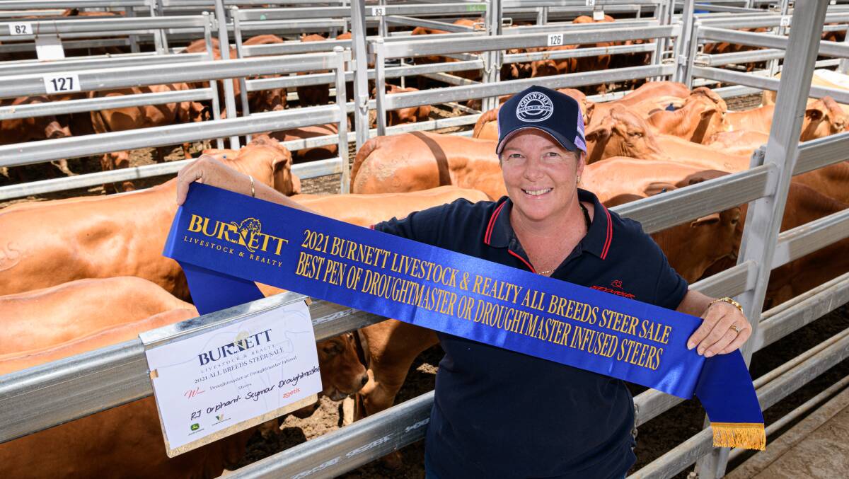 Kirstie Orphant, Seymour Droughtmasters, Patterson with the best pen of Droughtmaster steers.