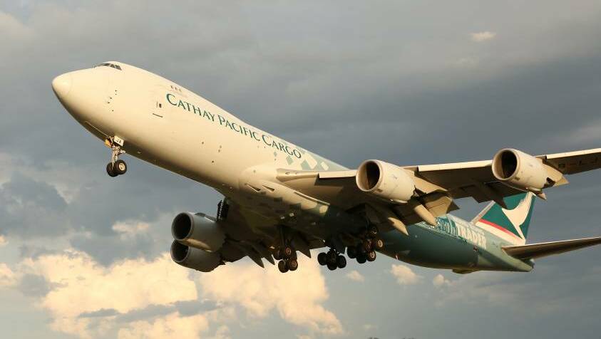 A Cathay Pacific freight service flying out of Toowoomba Wellcamp Airport. 