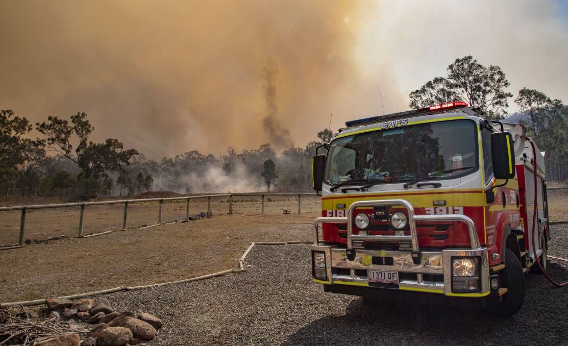 A smoke-filled sky over Boonah during the November bushfires. Photo - QFES.