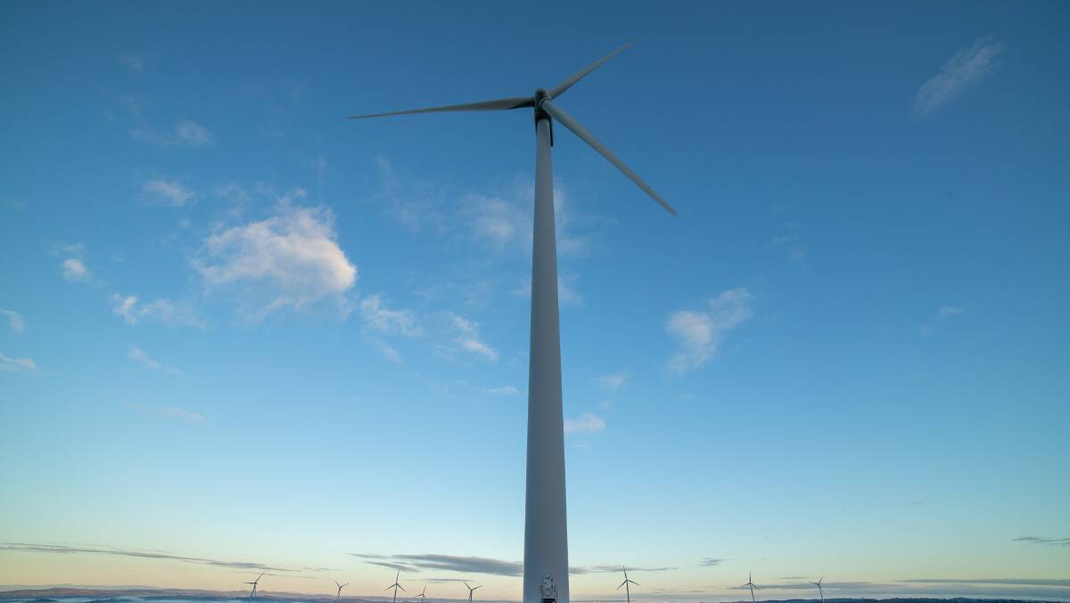 A turbine on one of Acciona's Gunning wind farm in NSW. 
