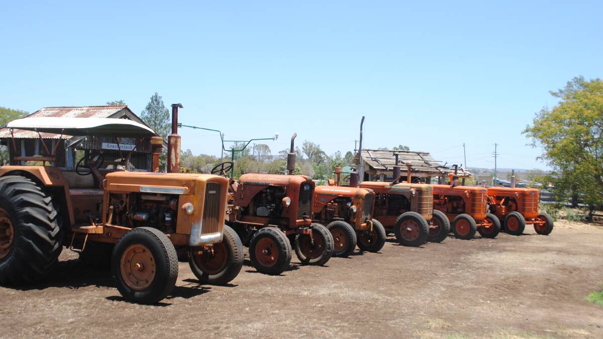 Chamberlain tractors lined up in Nobby ahead of Saturday's book launch. 