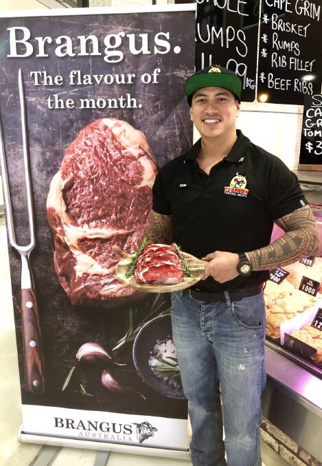 BREEDING GOOD TASTE: Yeppoon Central Meats owner Zen Kona displays some of the Brangus that the butchery has been offering up through August. 