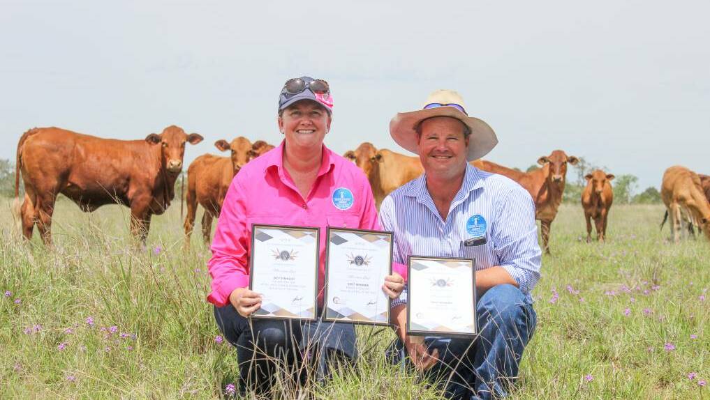 Bec and Craig Beissel, Maranoa Beef, Roma, after they were named Business of the Year at the 2017 Maranoa Business awards