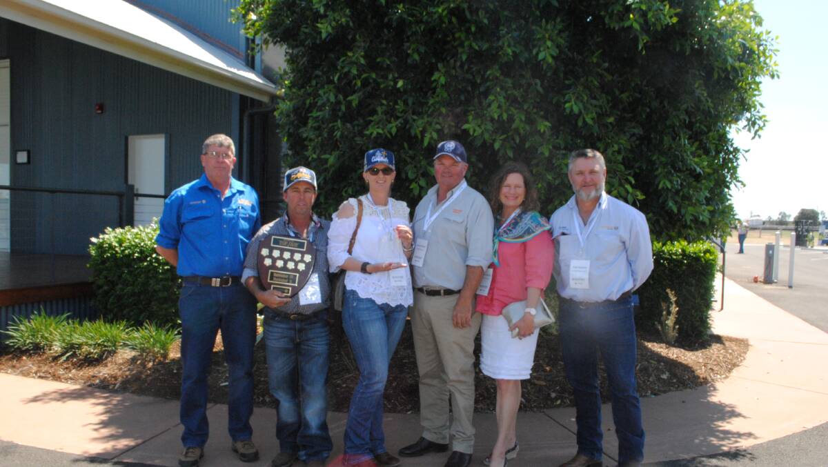 Northern feedlot manager for Coopers, Brett Kowitz with Condabri livestock manager Adam Rockemer and wife Julie and Condabri owners Kylie and Simon Drury.