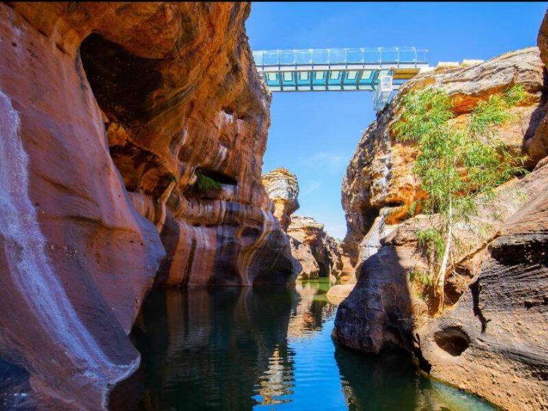 The new glass bridge hovers over Cobbold Gorge for the 2020 tourist season.