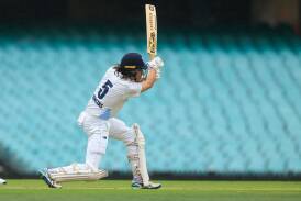 Teenage prodigy Sam Konstas hits a boundary during his first innings for NSW against Tasmania in the Sheffield Shield on Tuesday. Picture by Getty Images