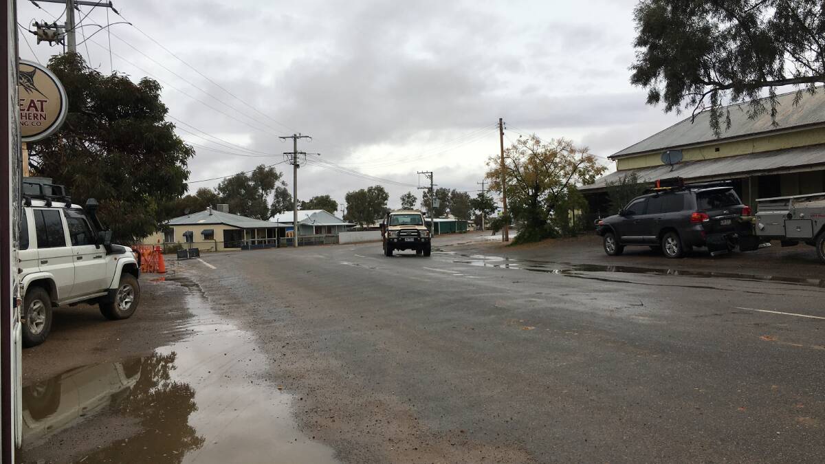 Tibooburra after some rare rain. The town's Two Storey Hotel has burnt down.