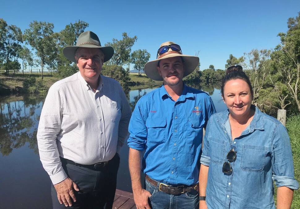 Agriculture Minister Mark Furner with Ryan and Annika Henderson at Henderson Park.