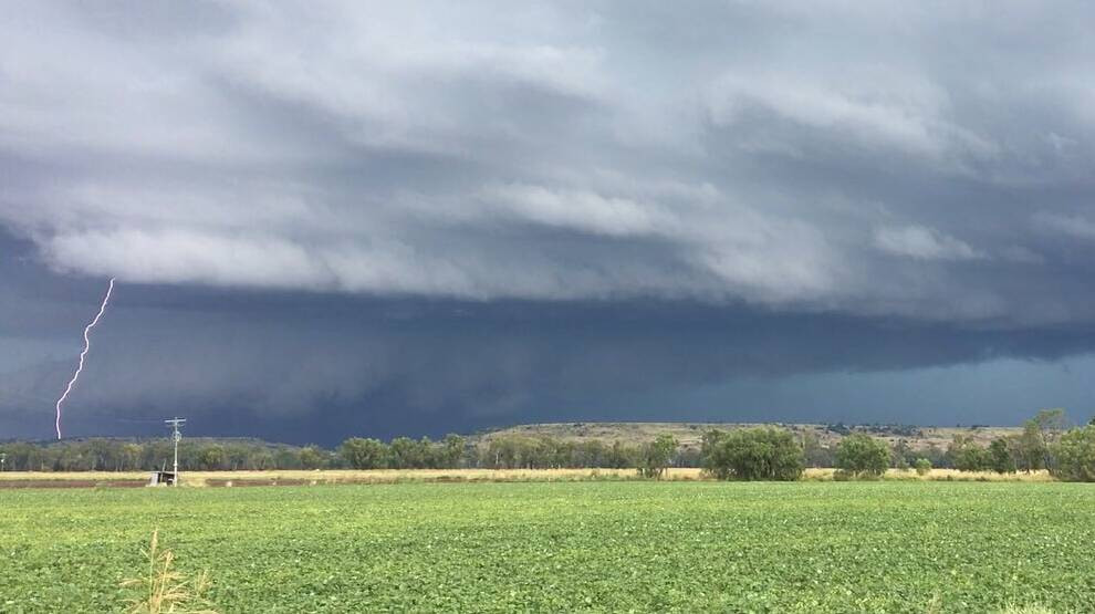 A supercell moved across the Biloela district on Sunday afternoon. Picture: Troy Lehmann