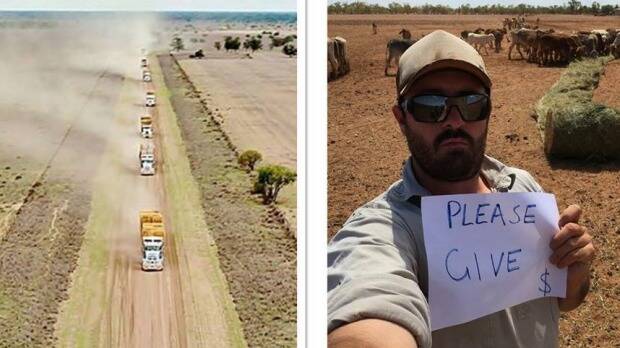 Jack Nielson's hope to get 7,000 bales of hay to the drought-stricken farms in west Queensland was realised on Thursday. Photo: Dollar for Drought/Facebook
