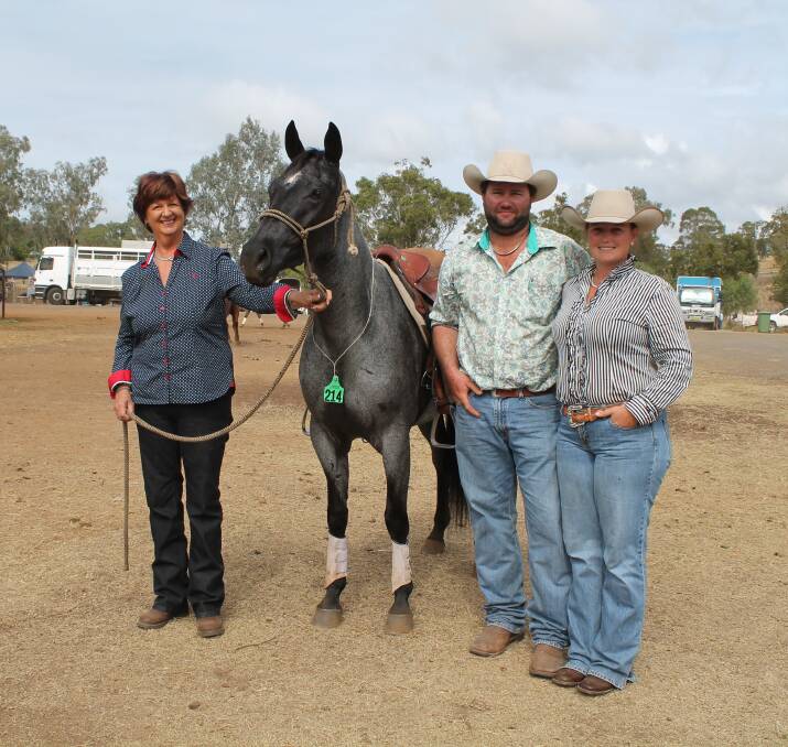 
TOP SELLER: Susan Hill, Dalsandie, Wondai topped the Landmark Supreme Toowoomba Horse Sale at $38,000 with her outstanding mare, River Meadows Smooth Abbey, which was bought by Gary and Jessie Chiconi, Chiconi Grazing, Mungallala.
