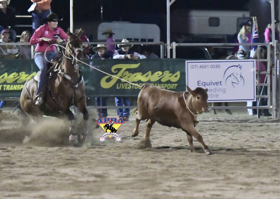 ACTION PACKED: Jorja Iker, of Alton Downs, is fifth in the Breakaway Roping standings.  - Picture: Dave Ethell – www.dephotos.com