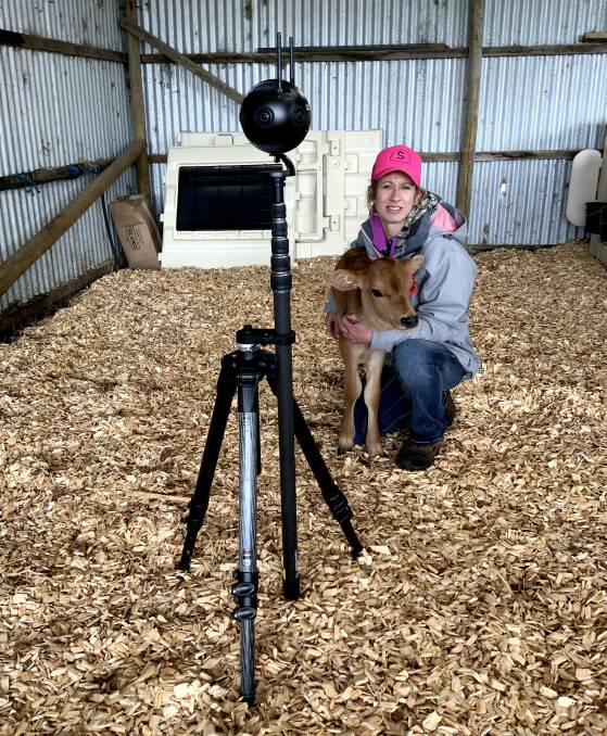 Myponga dairyfarmer Bec Walmsley during the filming process. Picture supplied