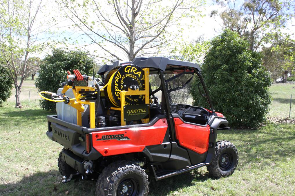 COMPACT: The UTV SmartSpray from Graytill features all the performance of the standard ute SmartSpray but in a compact design to suit full size UTVs (side by sides). It comes standard with a 100m remote rewind reel.