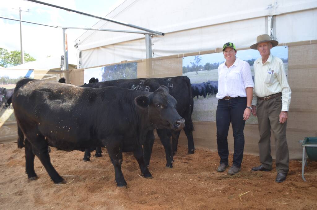 READY: Qld Angus State Group members Beth Gregory (nee Hill) and Joe Hill, Bulliac Angus, Miles, on-site at Beef Australia 2018. The QASG stand will be at FarmFest. 