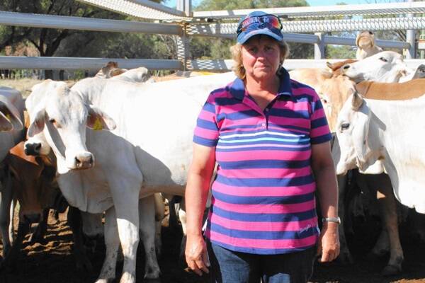 Deb Viney at the Blackall cattle sale in April, when she was able to offload 72 head. She's one of the people who has put in for the national park grazing lottery.