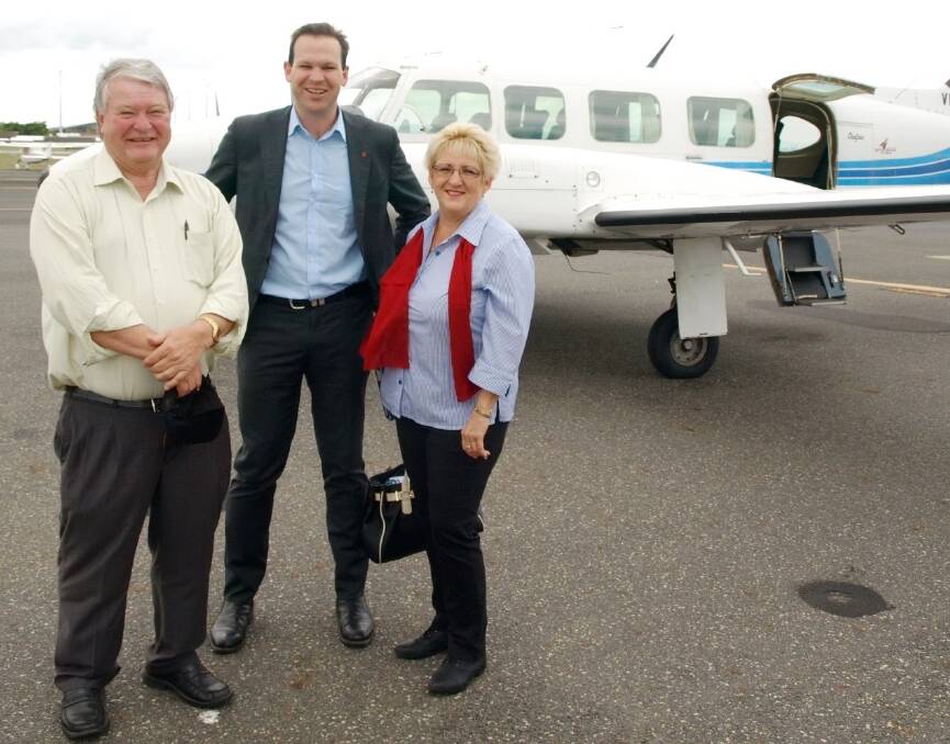 Member for Flynn, Ken O'Dowd, Senator Matt Canavan, and Member for Capricornia, Michelle Landry, just before take-off. Picture: Inga Stünzner